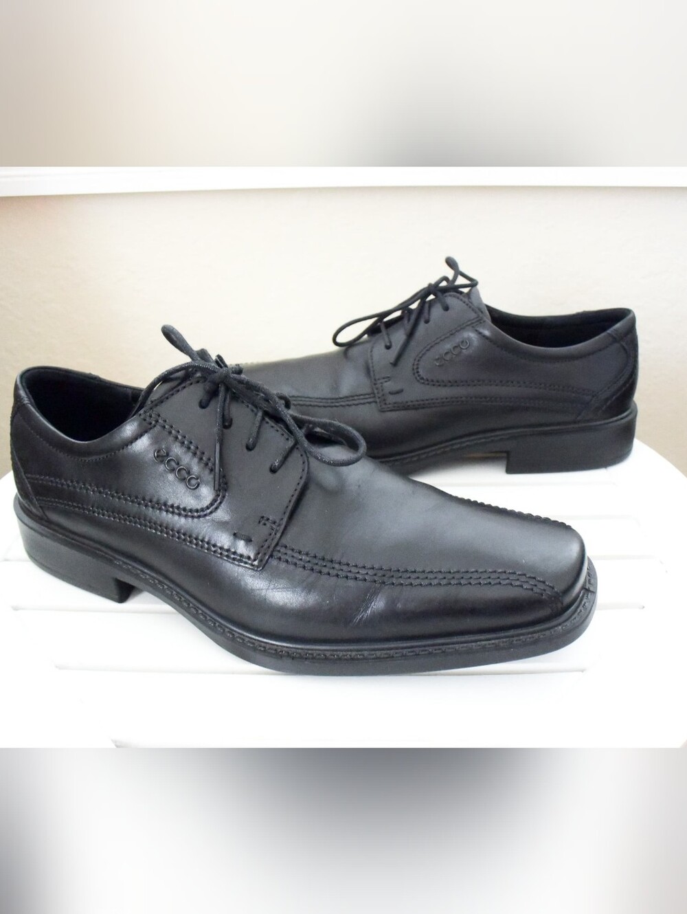 *ECCO* Men's Black New Jersey Tie Lace-Up Oxford Dress Shoes - EU43 (US: 9-9.5)